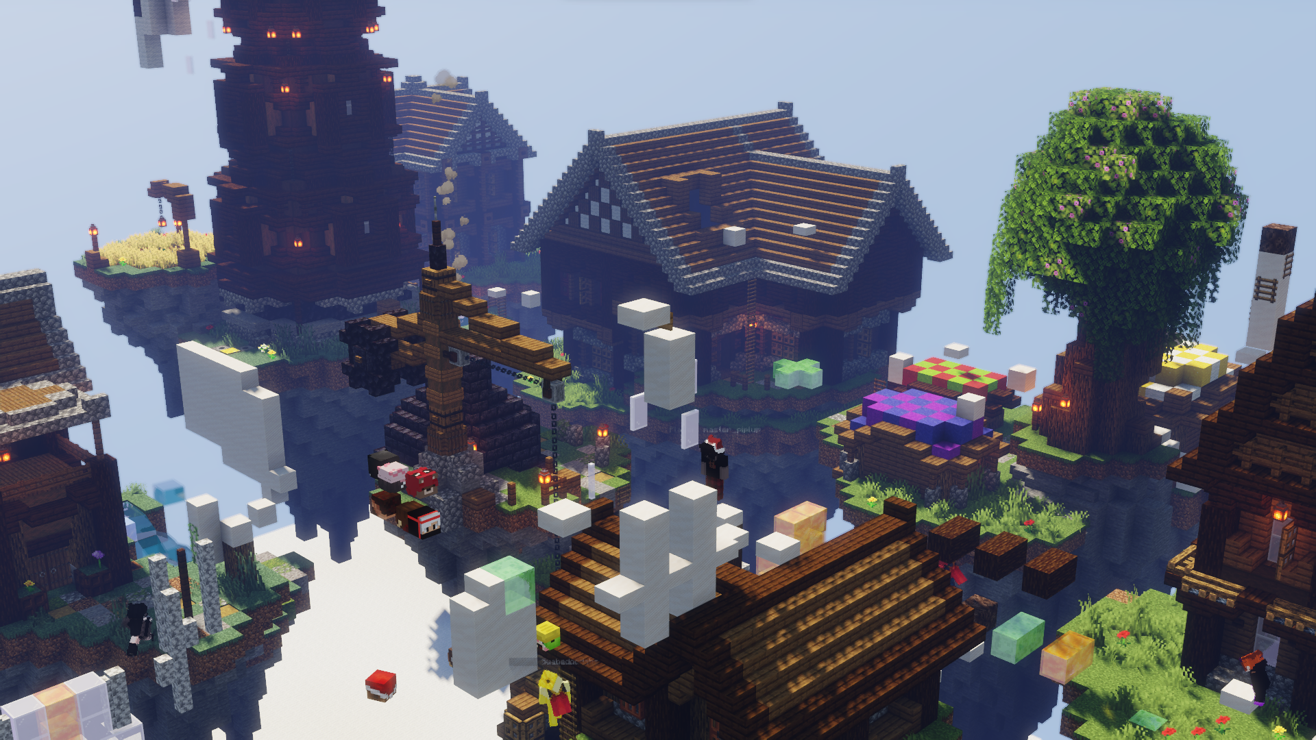 A screenshot showing the build, and some players, for our parkour event in January 2023.